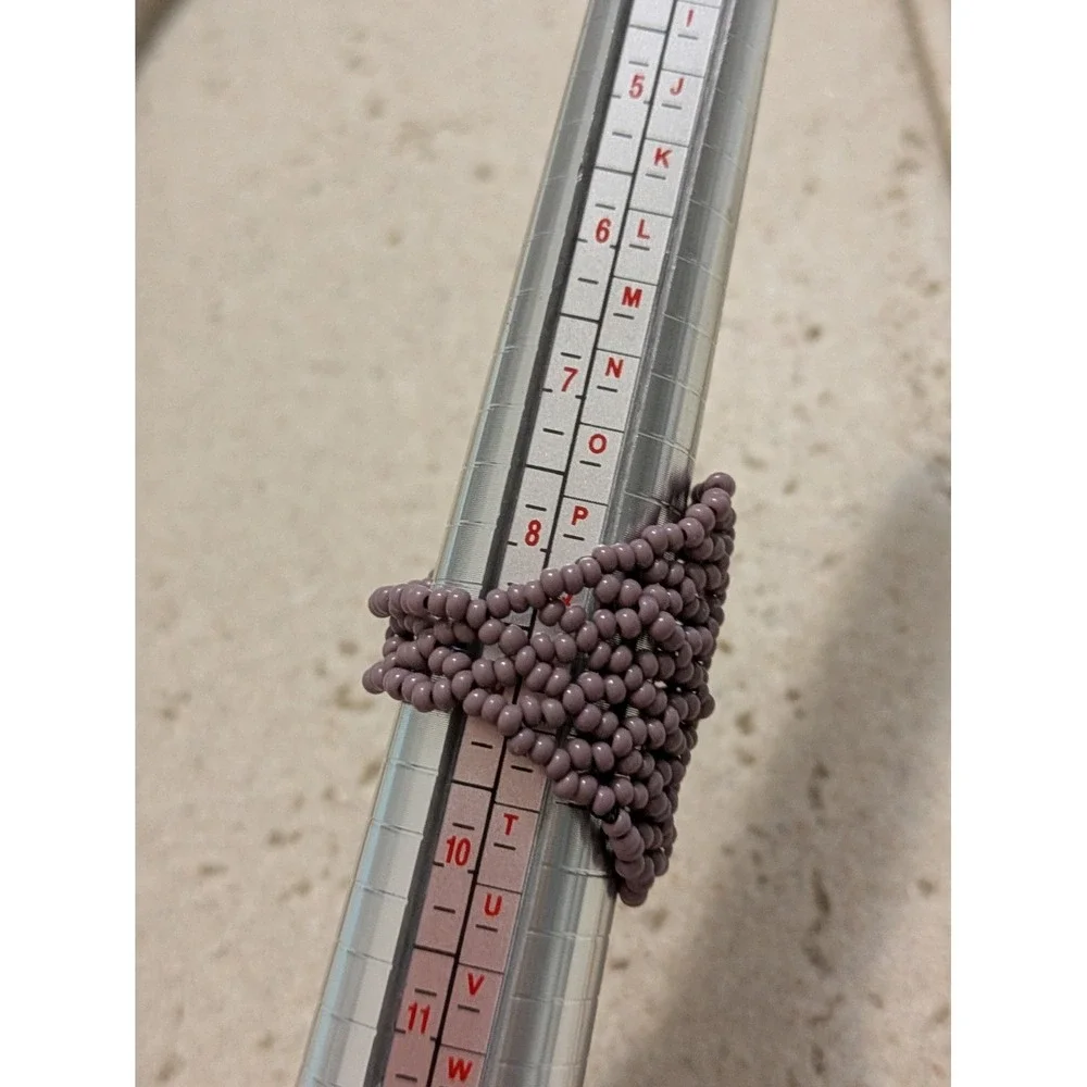 Purple Seed Bead Ring Size 9 Handmade Artsy Artisan Hippie Gypsy